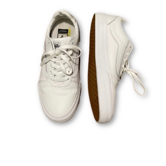 Vans Deluxe Comfort Ortholite Old Skool Skate Shoe, White Leather, Size 8 - Picture 2 of 2